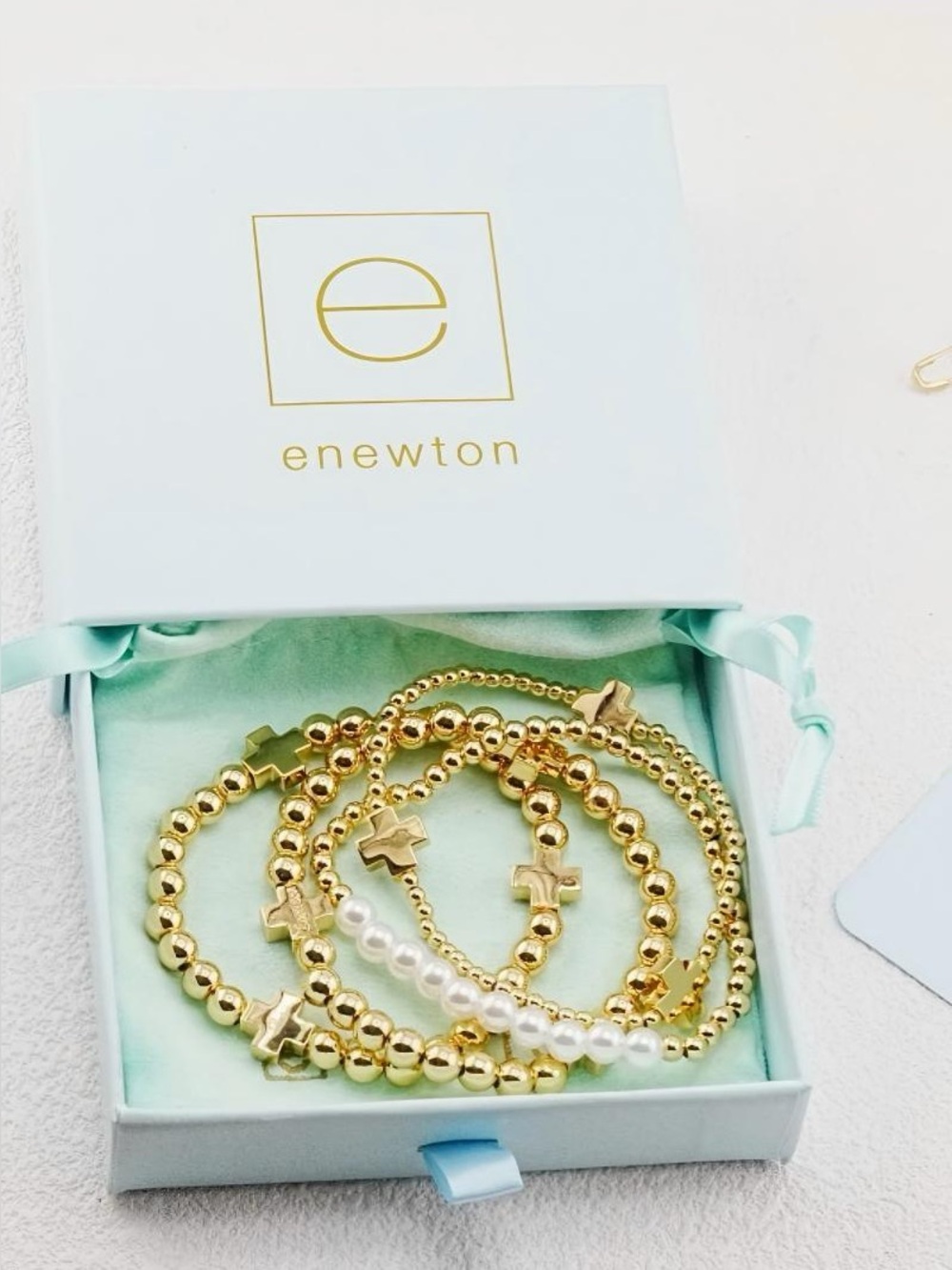 enewton Gold Bead & Pearl Women's Bracelet Set - Gold